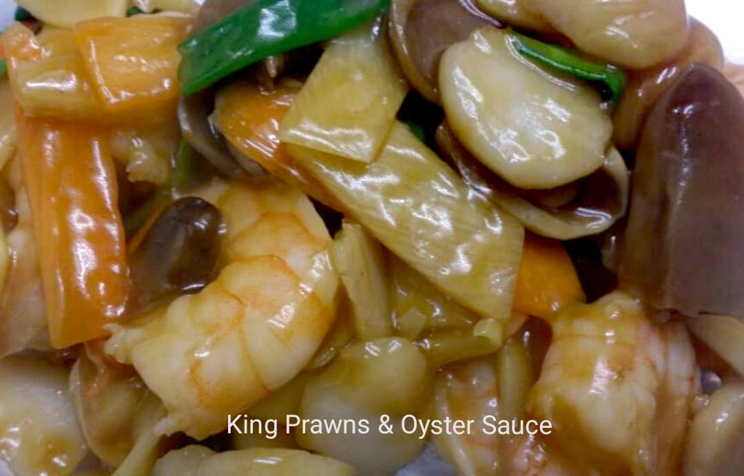 King prawns with oyster sauce